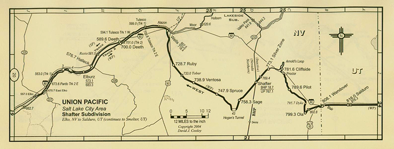 Sample of Nevada, Utah & Southern Idaho Railroad Map