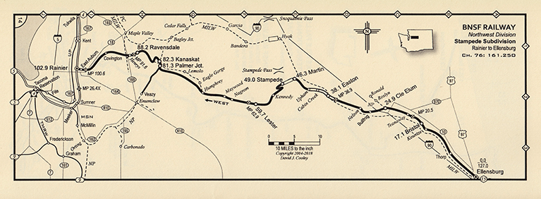 Sample of Washington & Northern Idaho Railroad Map